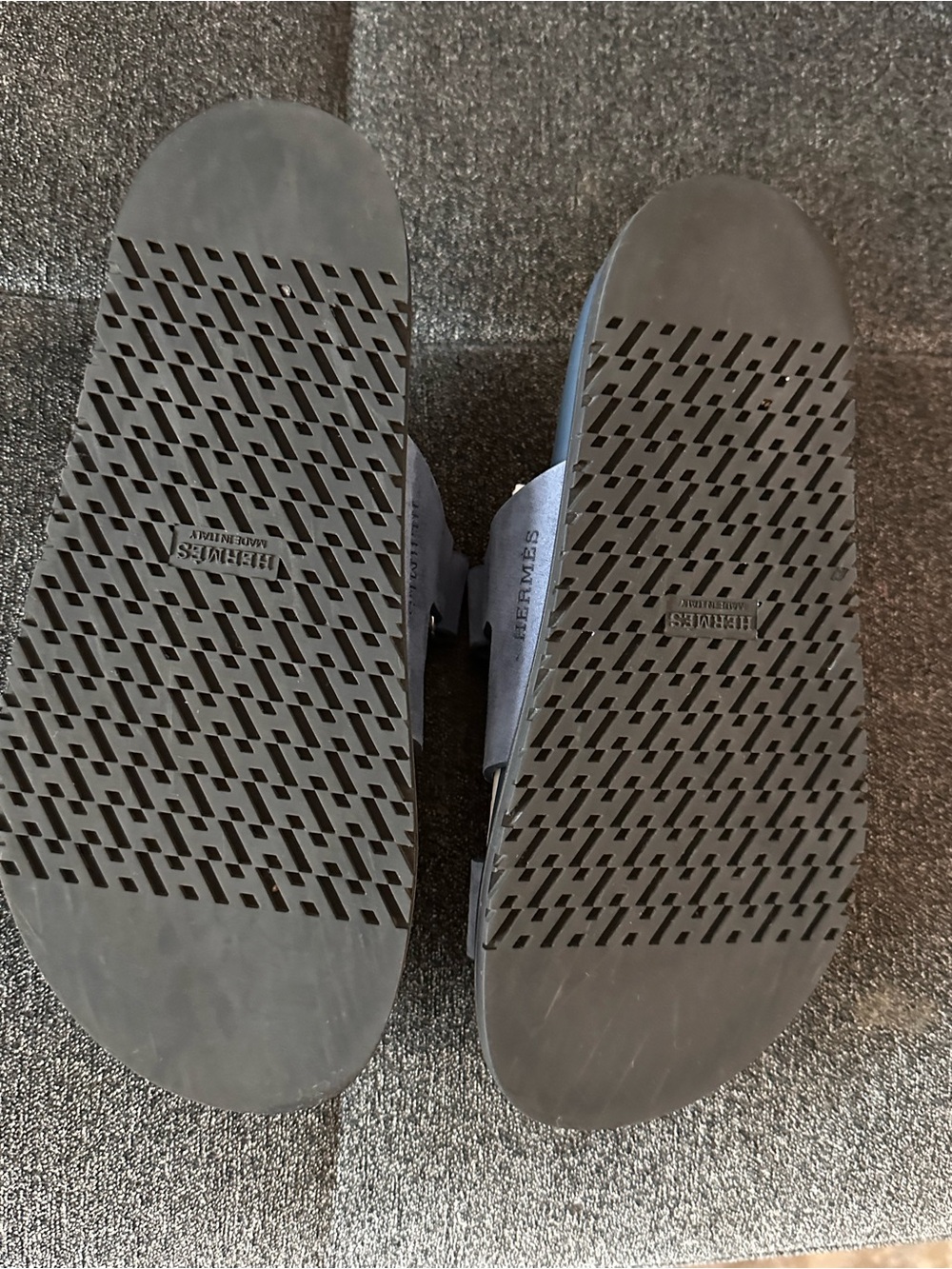 Hermes Blue Suede Oran Slide Sandals - Picture 2 of 8